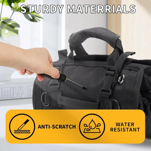 Miniatura 4 de Bolsa enrollable para herramientas, organizador de bolsa de herramientas, bolsas de almacenamiento enrollables con 6 bolsillos con cremallera y Negro