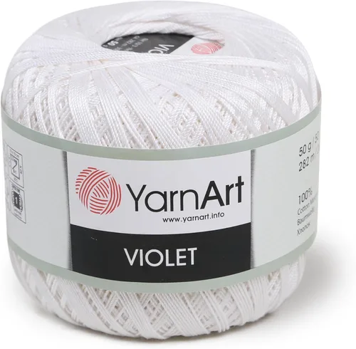 Miniatura 30 de Yarn Art - 1 madeja YarnArt Violet, 100 hilos de hilo de algodón mercerizado, hilo de ganchillo para tejer a mano, bordado y manualidades