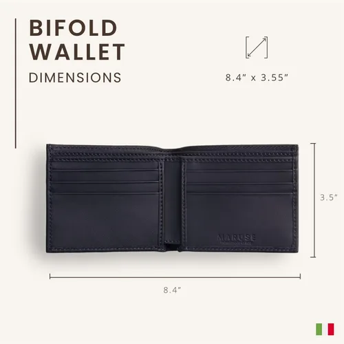 Miniatura 4 de Maruse Cartera plegable delgada de cuero minimalista para hombre marino Minimalista