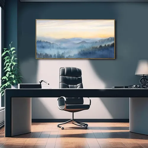 Miniatura 4 de YJYart Arte de pared de árbol para sala de estar, bosque y naturaleza, pintura de 20 x 40 pulgadas, enmarcado, paisaje, impresión en lienzo