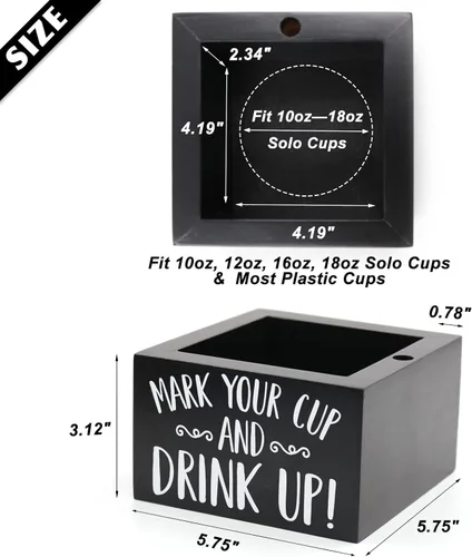Miniatura 2 de Dispensador de tazas de madera para fiesta con organizador y portavasos para decoración moderna del hogar de granja, suministros para fiestas