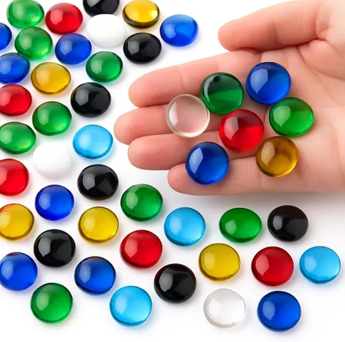 ARSUK Guijarros de Vidrio Piedras de Colores, 5LB Canicas Planas – Gemas de Vidrio Decorativas para Jarrones, Cuentas de Vidrio para Jarrones,