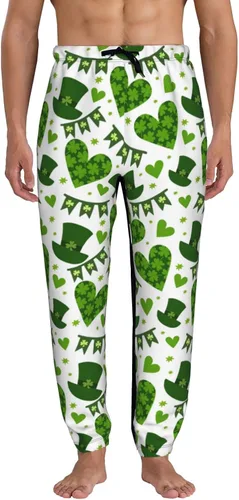Miniatura 2 de St. Patrick's Day Clover Leaves Sweatpants Men's Breathable Baggy Trousers Durable Jogging Pants