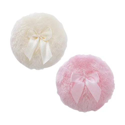 2 unidades de 4 pulgadas grandes esponjosos polvos de terciopelo ultra suave, soplos de polvo para rostro, cuerpo, polvo, reutilizables, sueltos,