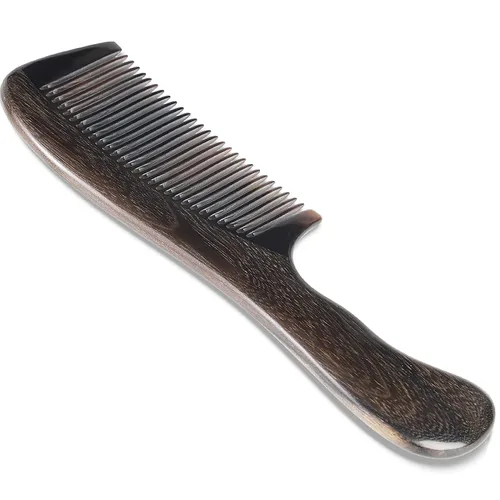 Miniatura 6 de Onedor Peine desenredante para el cabello hecho a mano, 100% natural, madera de chacate preto, antiestática, con aroma a sándalo (diente fino)