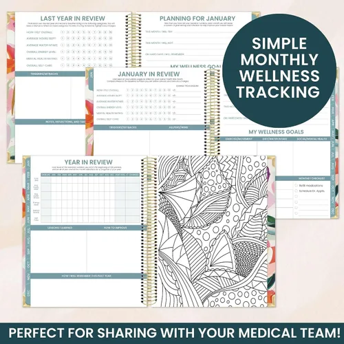 Miniatura 4 de bloom daily planners Planificador de enfermedades crónicas y diario médico sin fecha – rastreador de dolor y síntomas de 12 meses, registro