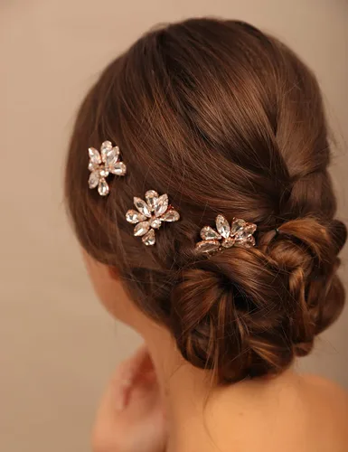 Miniatura 8 de Teyglen Juego de peines simples de cristal para novia, boda, peineta hecha a mano, rojo, azul, negro, cristalino, peinetas laterales para el cabello