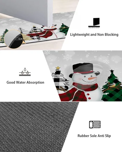 Miniatura 2 de Tapete de baño de Navidad para bañera, antideslizante, de secado rápido y absorbente, tierra de diatomeas, fregadero, dormitorio, cocina, lavable