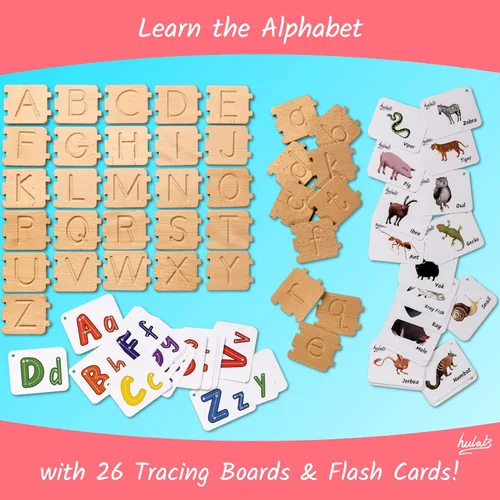 Miniatura 3 de Hulats Montessori Juguete de Aprendizaje del Alfabeto para Trazar Letras - Aprende a Escribir Ortografía y Trazado de Letras Juego para Niños de 3-5