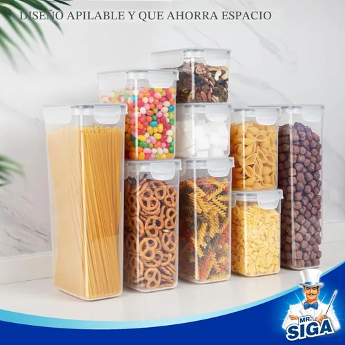 Miniatura 6 de MR.SIGA Juego de 12 recipientes herméticos para almacenamiento de alimentos, sin BPA, organización de despensa de cocina, recipientes de cocina