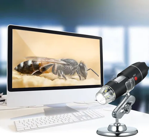 Miniatura 6 de Andoer Microscopio digital USB 1600X cámara de aumento 8 LED con soporte portátil de inspección de mano lupa
