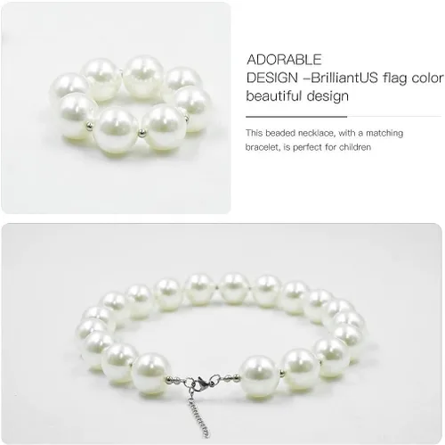 Miniatura 6 de Lujuny Juego de collar y pulsera de burbujas gruesas para niños y niñas, Acrílico Perla