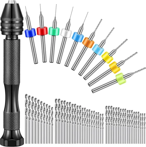 El juego de 59 brocas de mano incluye 49 piezas de taladro de mano de tornillo de metal micro giro y 10 piezas de carburo de tungsteno PCB Negro