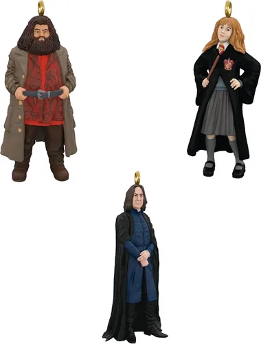 Hallmark Keepsake Adornos de Navidad en miniatura 2023, Harry Potter Hermione, Hagrid y Snape Metal, mini juego de 3, regalos para los fanáticos de