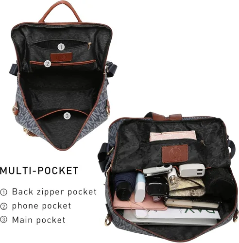 Miniatura 5 de MKP COLLECTION Mochila de moda para mujer, bolso convertible grande, versátil para viaje, bolso de mano, 2 unidades, Azul oscuro, Mochilas de mochila