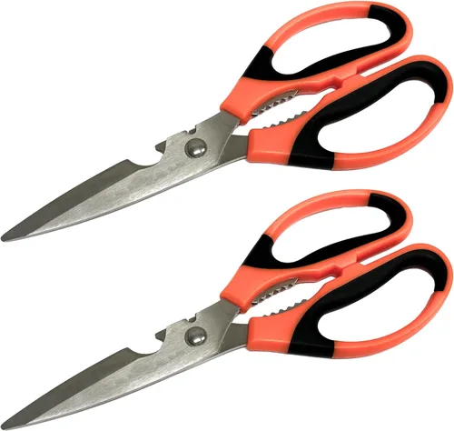 Edward Tools Tijeras de utilidad resistentes – Cuchillas de acero inoxidable ultra afiladas de 0.079 in de grosor – Tijeras multiusos con abridor de