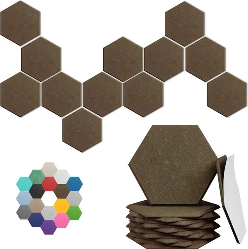 Miniatura 14 de Paneles Acústicos Hexagonales - Paquete de 12 Paneles de Absorción de Sonido de Alta Densidad 12"X10"X0.4" para Reducción Mejorada de Ruido, Diseño