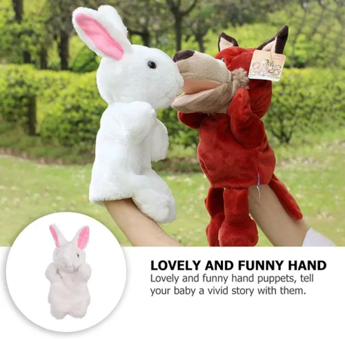 Miniatura 7 de Marionetas de mano de conejo de peluche para niños, adorables títeres de mano de animales para contar historias, juego imaginativo e interacción