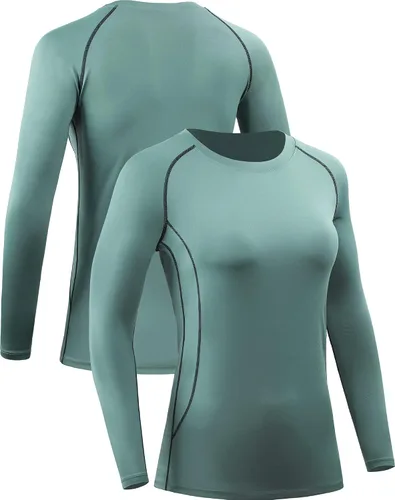 Miniatura 23 de CADMUS Paquete de 1 o 3 camisetas de entrenamiento de manga larga para mujer, camiseta de compresión de ajuste seco para correr
