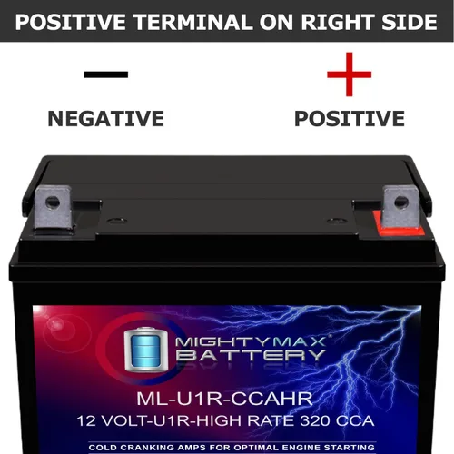Miniatura 5 de Mighty Max Battery ML-U1R-CCAHR 12V 320CCA - Batería de repuesto compatible con cortacésped Husqvarna 22550 XP Garden U1R