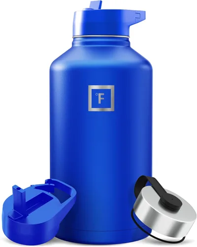 Miniatura 68 de IRON °FLASK Frasco de hidratación para acampar y senderismo con pajilla, botella de agua deportiva de acero inoxidable con aislamiento de boca Dark
