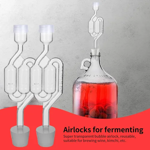 Miniatura 7 de Set de esclusas de aire con burbujas, 4 esclusas para fermentación, 4 tapones de perforación #6 y 8 gomas de esclusa, utilizado para fermentar vino