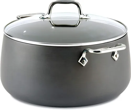 All-Clad HA1 olla de cocción antiadherente anodizada dura de 8 cuartos de galón apta para inducción, horno y parrilla de 500F, tapas aptas para