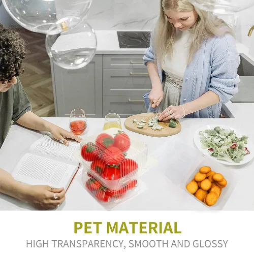Miniatura 5 de WAQIAGO 150 bandejas de plástico desechables resistentes con bisagras de 5 x 5 pulgadas, recipientes desechables para llevar para ensaladas, frutas