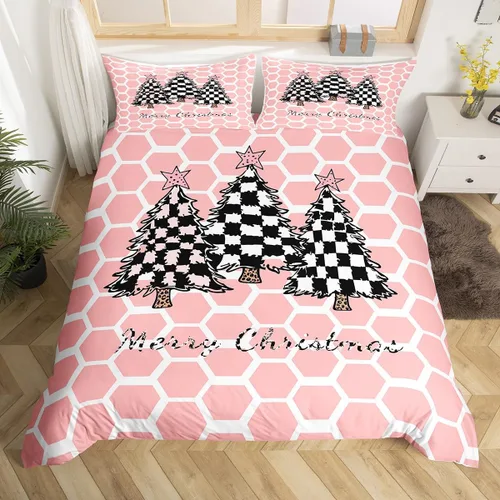Miniatura 35 de Juego de ropa de cama de 3 piezas con diseño de muñeco de nieve, funda de edredón con temática de invierno, funda de edredón con temática de Feliz