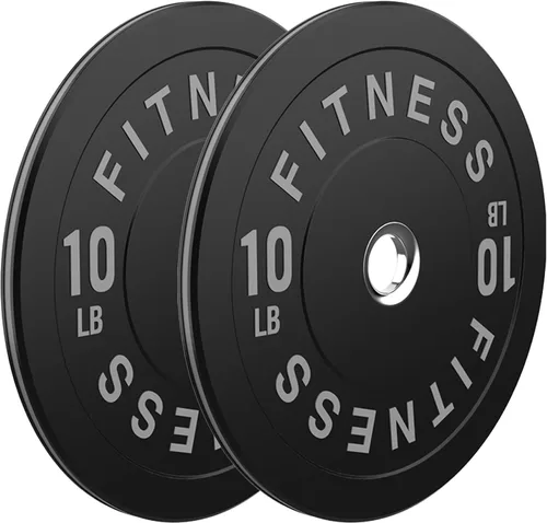 Miniatura 31 de Discos de peso olímpicos de 2 pulgadas y caucho para barras, discos para gimnasio en casa, entrenamiento de fuerza y levantamiento de pesas, 10 a
