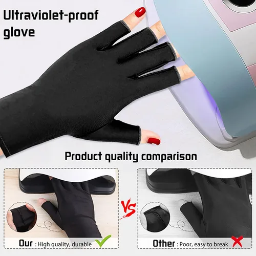 Miniatura 6 de Pimoys Guantes UV para manicura de gel UPF50+ Guantes de protección solar sin dedos para lámpara de uñas de gel, guantes de conducción para mujeres