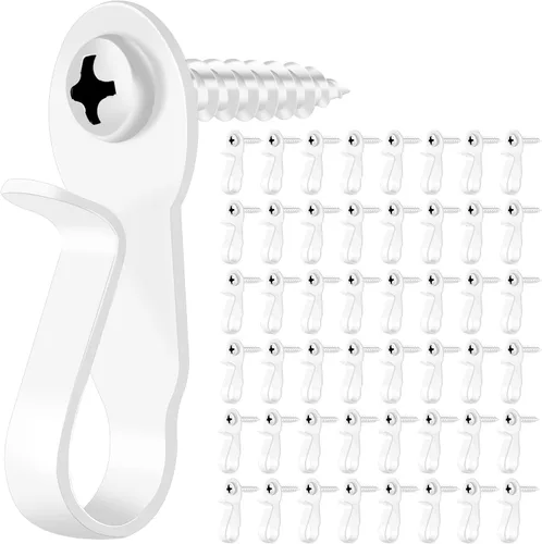 Miniatura 12 de DINGEE Ganchos con rosca - Ganchos de luz de acero inoxidable para luces de cadena en exteriores, ganchos pequeños blancos para patio, plantas