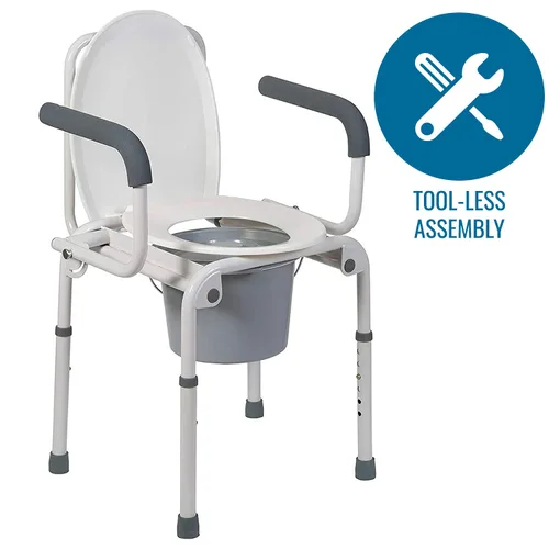 Miniatura 6 de DMI Inodoro portátil para adultos, cómoda de lujo para personas mayores, elegible para FSA HSA, inodoro portátil de acero o orinal Porta, fácil