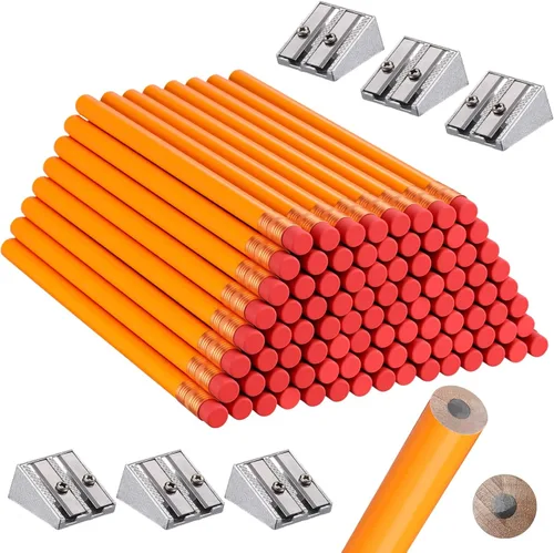 Miniatura 8 de Fainne Juego de 102 lápices jumbo para niños pequeños, 96 lápices grandes gruesos con borradores, 6 sacapuntas a granel para preescolar, jardín