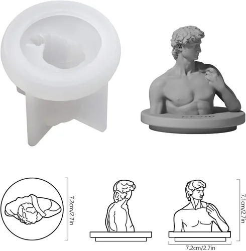 Miniatura 4 de Molde de silicona de estatua 3D, molde de escultura de retrato de hormigón para tapa de tarro de vela, herramientas de decoración del hogar de SH0775