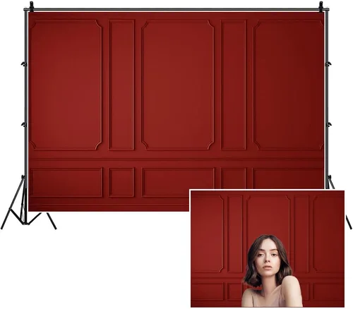 Miniatura 2 de Fondo de pared de 6 x 4 pies para habitación vacía, panel de madera rojo oscuro, fondo de fotografía para boda, despedida de soltera, decoración