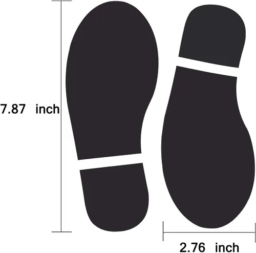 Miniatura 2 de 20 pares de 40 impresiones de zapatos negros de huellas de huellas de PVC calcomanías para oficina, escuela, suelo, pared, escaleras para guiar