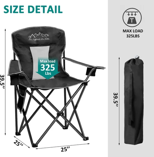 Miniatura 2 de Silla de camping plegable con respaldo de malla – Silla plegable al aire libre para senderismo, playa, portón trasero y camping