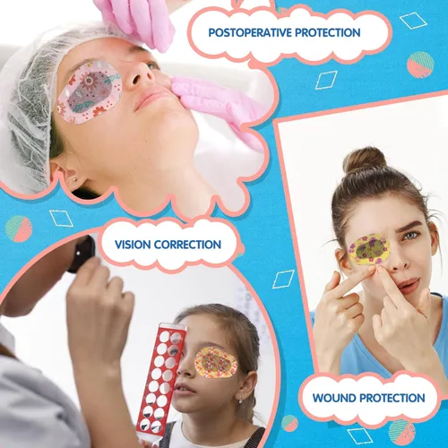 Miniatura 6 de 60 parches adhesivos para los ojos para niños, 10 estilos de dibujos animados, transpirables, bloqueo de luz, vendajes adhesivos para niños y niñas