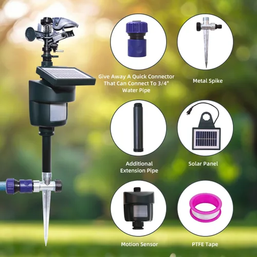 Miniatura 4 de [Actualizado 2025] Yardeen - Aspersor solar con sensor de movimiento, rociador de agua ajustable para jardín con estaca. Se puede seleccionar