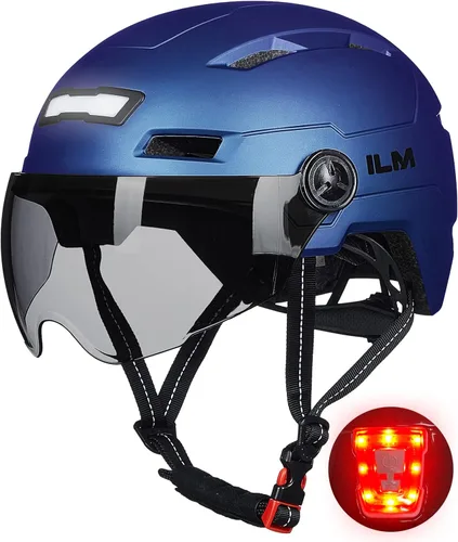 Miniatura 9 de ILM Casco de Bicicleta para Adultos con Luz LED Frontal y Trasera Recargable por USB Cascos de Bicicleta de Montaña y Carretera para Hombres