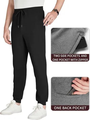 Miniatura 4 de Idtswch 30/32/34/36/38/40. Pantalones deportivos altos para hombre, extra largos, con bolsillos con cremallera