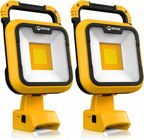 Miniatura 9 de EEFOW Luz de trabajo para batería Dewalt: lámpara portátil de 2 COB de 6400 lúmenes brillante - 64 W iluminación LED para Dewalt 18 V 20 V Max