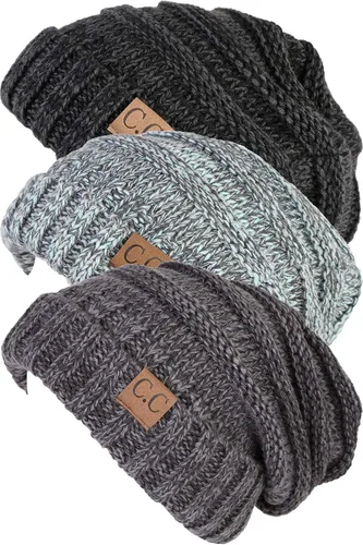 Miniatura 228 de Funky Junque Gorro de moda de punto trenzado de talla extragrande, grueso, abrigado, suave y holgado