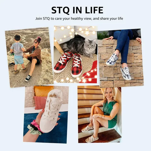 Miniatura 9 de STQ - Tenis sin cordones para mujer, cómodos zapatos casuales de lona