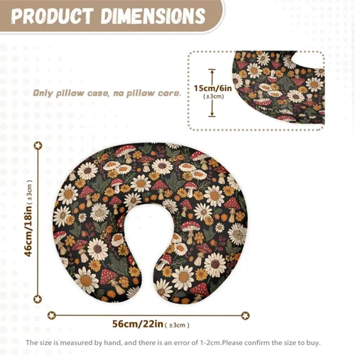 Miniatura 4 de Funda para tumbona de bebé floral de hongos bohemios y funda de almohada de lactancia, 2 piezas, ovalada, reloj de arena, rectangular, para moisés