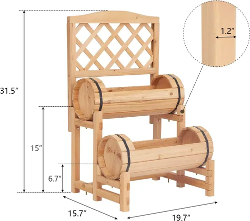 Miniatura 7 de kinbor Cama de jardín elevada de madera para exteriores, jardinera elevada, maceta con enrejado, cama de jardín elevada para jardinería, verduras