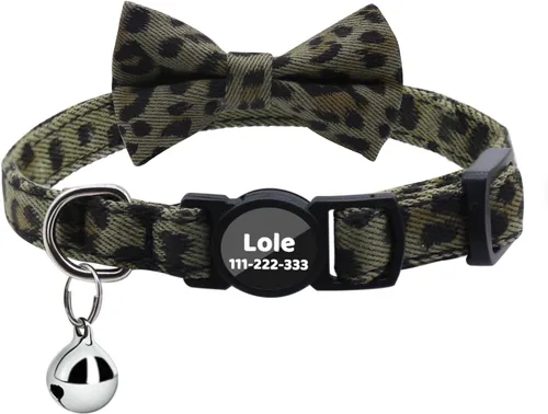 Miniatura 24 de Collares personalizados de gato con campana de lazo, liberación rápida, impresión HD, collares de gatito personalizados para niñas y niños