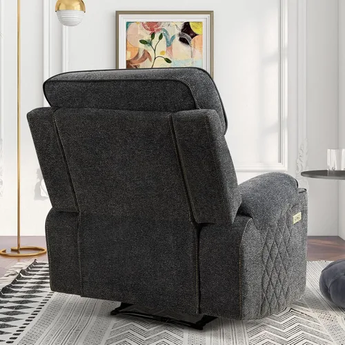 Miniatura 8 de HAOMARKETS Silla reclinable eléctrica, sillón reclinable eléctrico de tela suave con portavasos de metal, sillas reclinables de alta resistencia