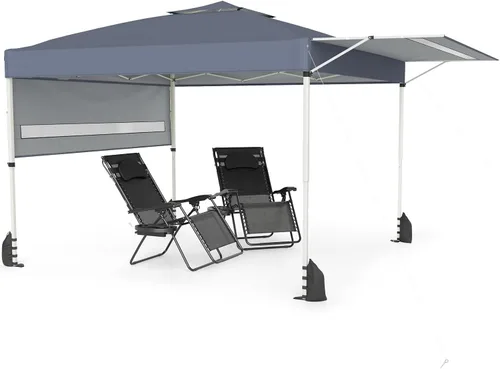 Miniatura 15 de Tangkula Toldo desplegable de 10 x 17.6 pies con toldos dobles ajustables, tienda de campaña para exteriores de 2 niveles con 8 estacas, 4 cuerdas